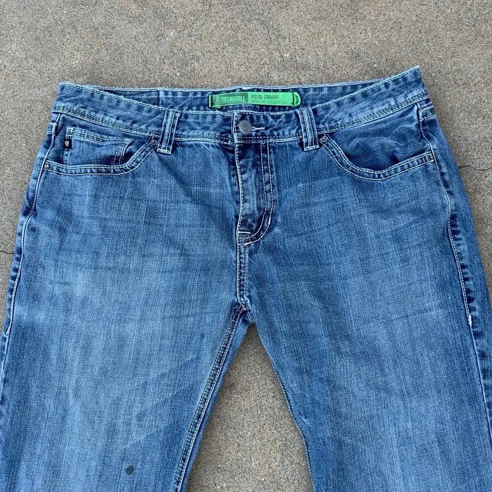 Rock & Roll Pistol Straight‎ Regular Jeans Men's 38x32 Thick Stitch Cowboy Denim